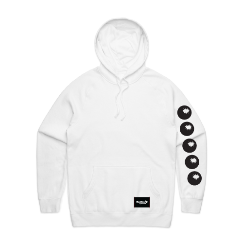 hoodie white - bombs on sleeve - blackhead-clothing