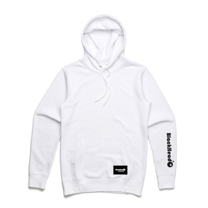 Blackhead logo on hoodie sleeve white
